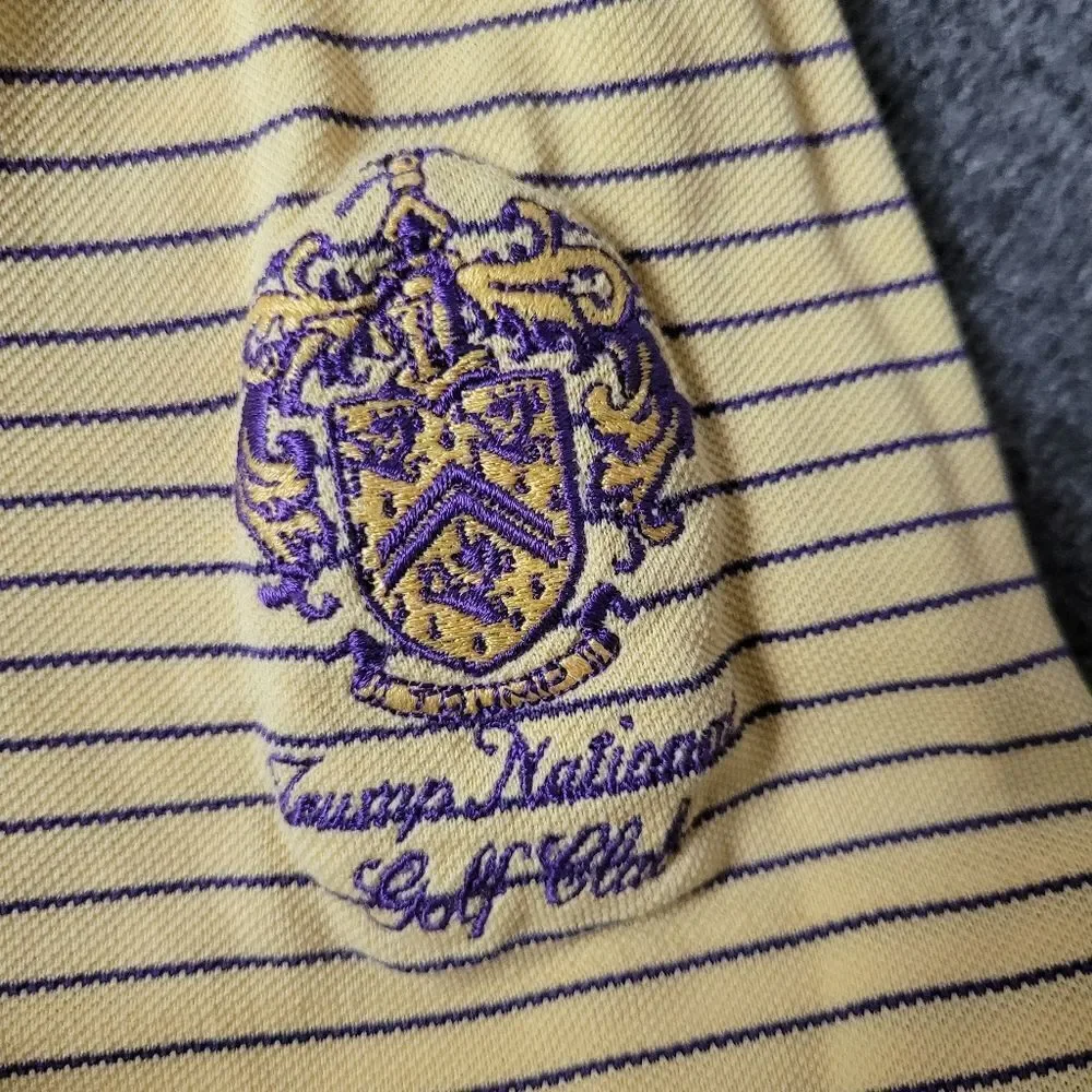 Polo Ralph Lauren Golf Shirt Men's Sz M Yellow Striped Trump National Golf Club